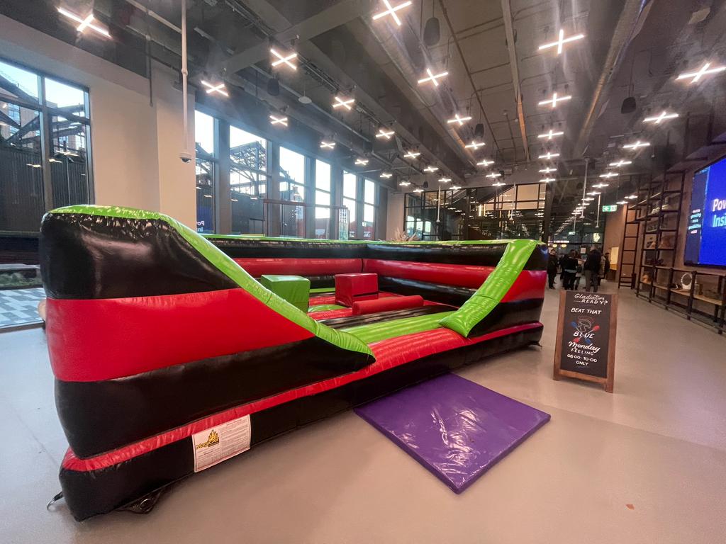 Gladiator Duel Inflatable Hire Swansea, Liverpool, Cardiff, Leeds, London, Birmingham, Manchester, Wales, England | JM Entertainment UK
